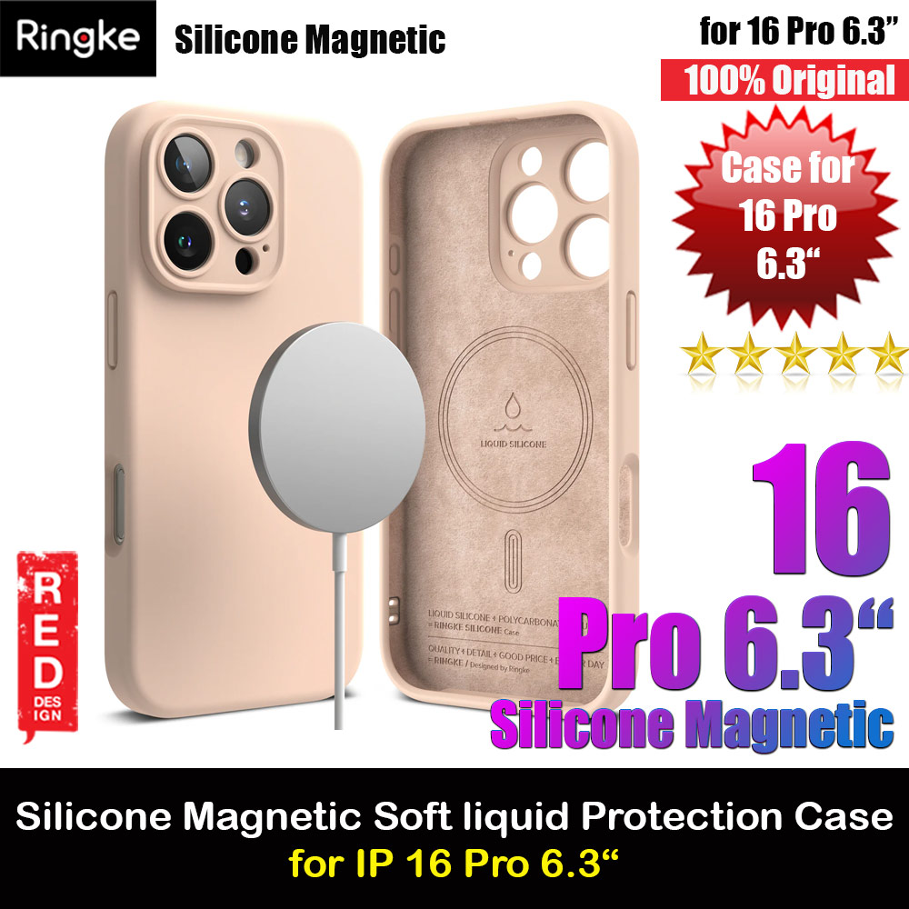 Picture of Ringke Silicone Magnetic Drop Protection Case for iPhone 16 Pro 6.3 (Pink Sand) Apple iPhone 16 Pro 6.3- Apple iPhone 16 Pro 6.3 Cases, Apple iPhone 16 Pro 6.3 Covers, iPad Cases and a wide selection of Apple iPhone 16 Pro 6.3 Accessories in Malaysia, Sabah, Sarawak and Singapore 