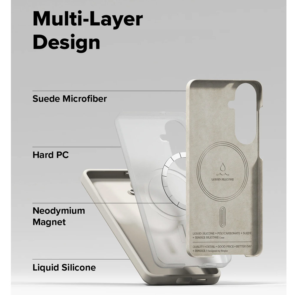 Picture of Samsung Galaxy S26 Plus Case | Ringke Silicone Magnetic Soft Protection Case for Samsung Galaxy S26 Plus (Stone)