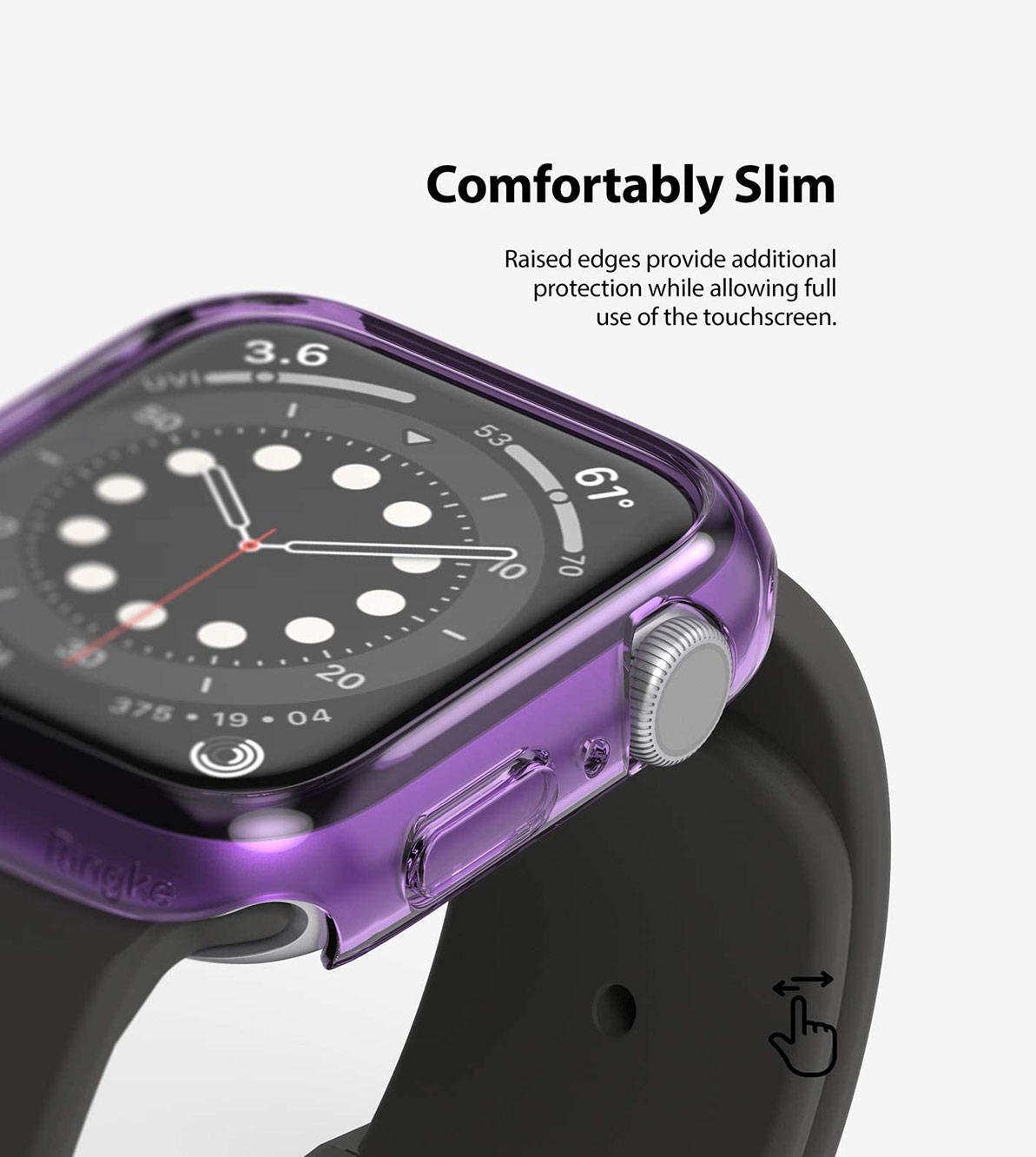 Picture of Apple Watch 40mm Case | Ringke Slim Perfect Fit Case for Apple Watch Series 4 5 6 SE 40mm  (2 PACK with Clear and Purple)