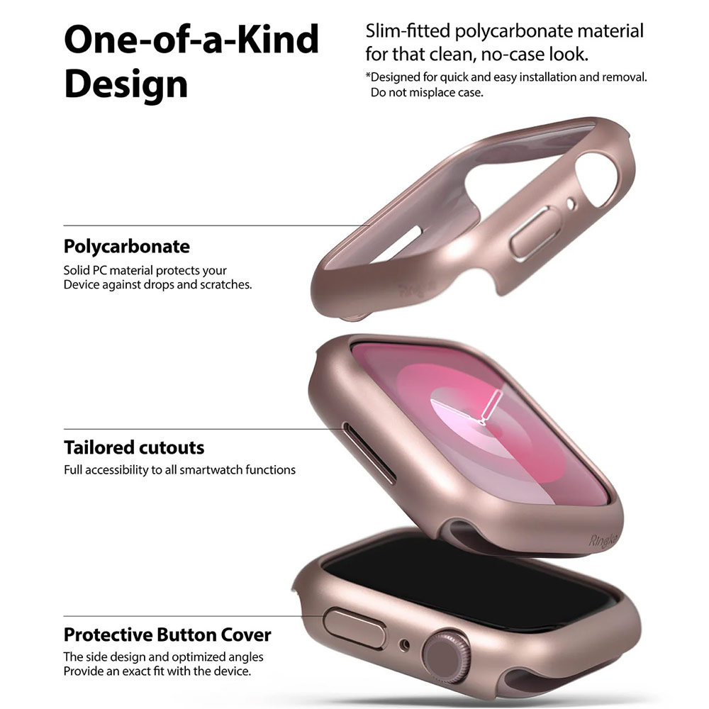 Picture of Apple Watch 41mm Case | Ringke Slim Perfect Fit Case for Apple Watch Series 7 8 9 41mm  (2 PACK Clear and Pink)