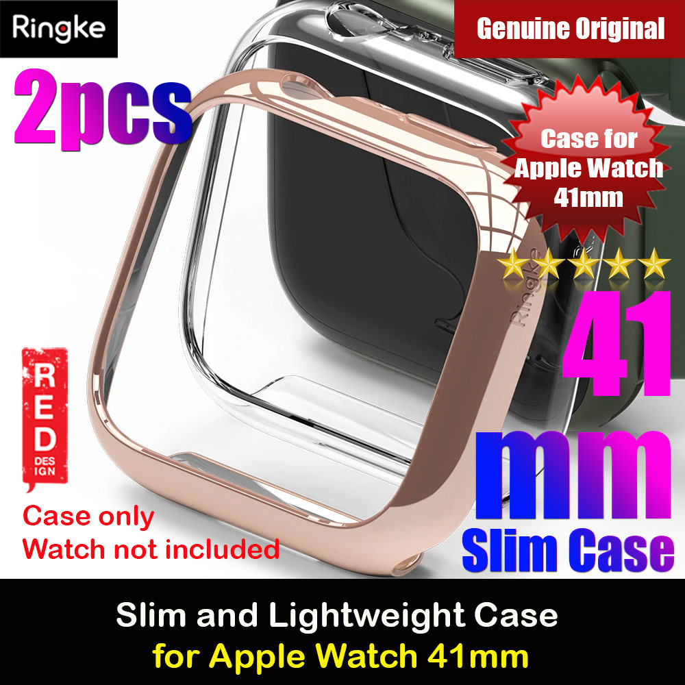 Picture of Ringke Slim Perfect Fit Case for Apple Watch Series 7 8 9 41mm  (2 PACK Clear and Chrome Rose Gold) Apple Watch 41mm- Apple Watch 41mm Cases, Apple Watch 41mm Covers, iPad Cases and a wide selection of Apple Watch 41mm Accessories in Malaysia, Sabah, Sarawak and Singapore 