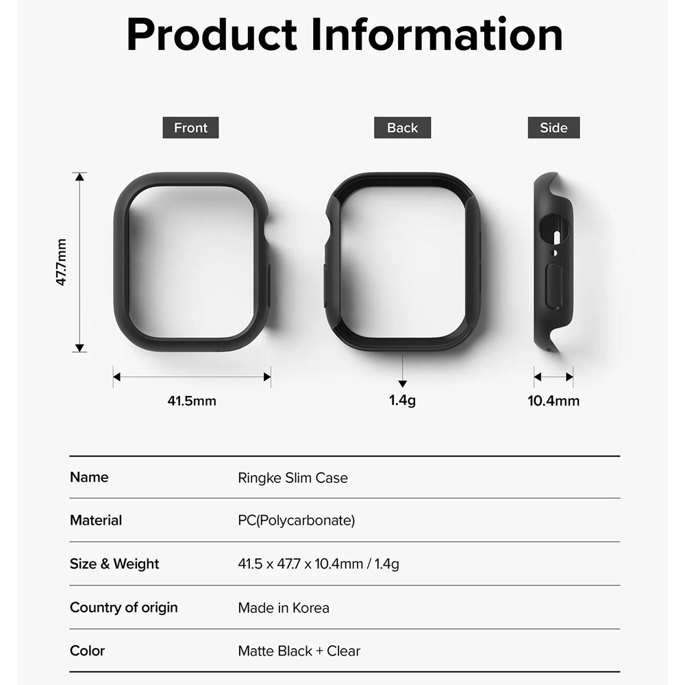 Picture of Apple Watch 10 46mm Case | Ringke Slim Case Durable Protection PC Case for Apple Watch Series 10 46mm (Clear and Matte Black)