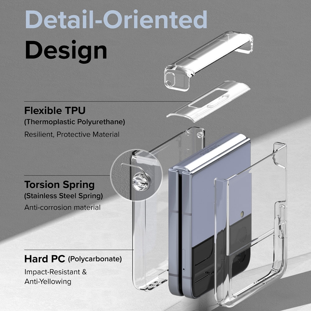 Picture of Samsung Galaxy Z Flip 4 Case | Ringke Slim Hinge Protection Anti Yellow Clear PC Hard Case for Samsung Galaxy Z Flip 4 (Clear)