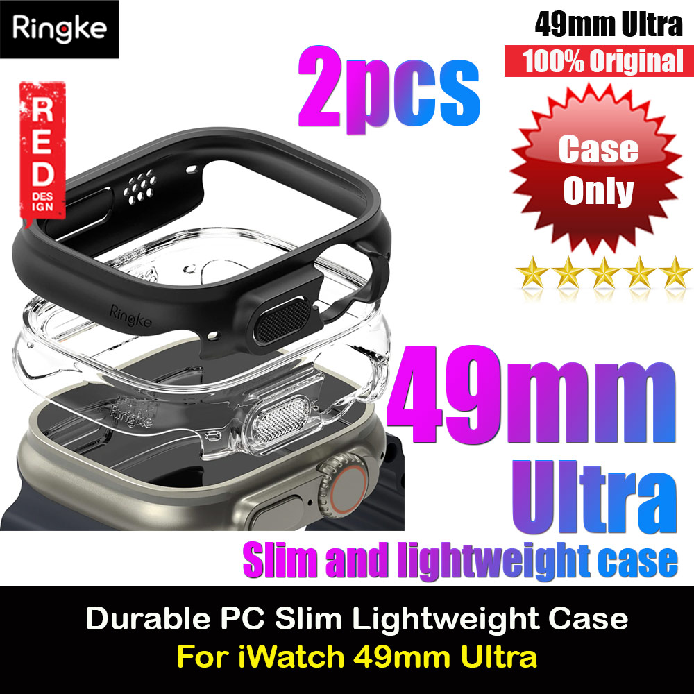 Picture of Ringke Slim and Lightweight Hard Case for Apple Watch Series 8 49mm Ultra (2 PACK with Clear and Matte Black) Apple Watch 49mm	Ultra- Apple Watch 49mm	Ultra Cases, Apple Watch 49mm	Ultra Covers, iPad Cases and a wide selection of Apple Watch 49mm	Ultra Accessories in Malaysia, Sabah, Sarawak and Singapore 