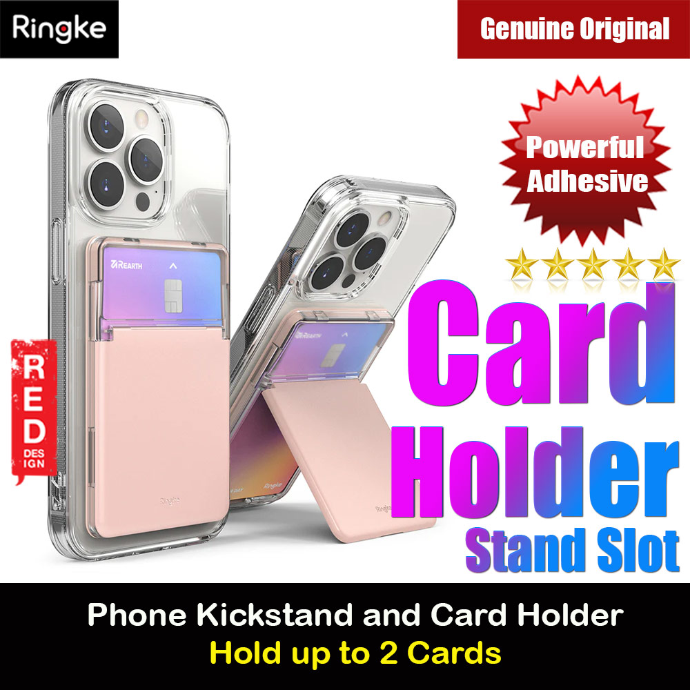 Picture of Ringke 2 in 1 Adhesive Card Holder Stand Slot Kickstand with High Quality PC Material for Smartphone (Clear Peach Pink) Red Design- Red Design Cases, Red Design Covers, iPad Cases and a wide selection of Red Design Accessories in Malaysia, Sabah, Sarawak and Singapore 