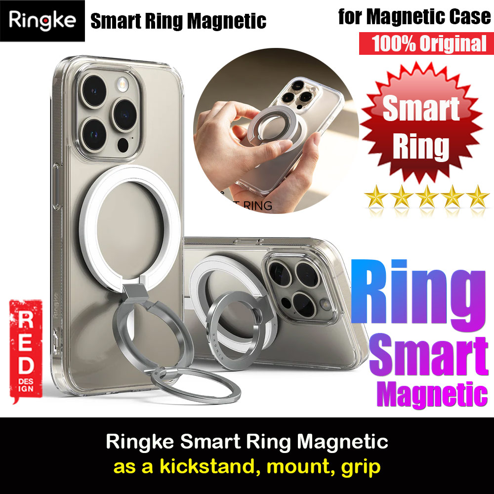 Picture of Ringke Smart Ring Magnetic Ring Holder Phone Grip and Kickstand Stand Compatible with Magsafe (White) Red Design- Red Design Cases, Red Design Covers, iPad Cases and a wide selection of Red Design Accessories in Malaysia, Sabah, Sarawak and Singapore 