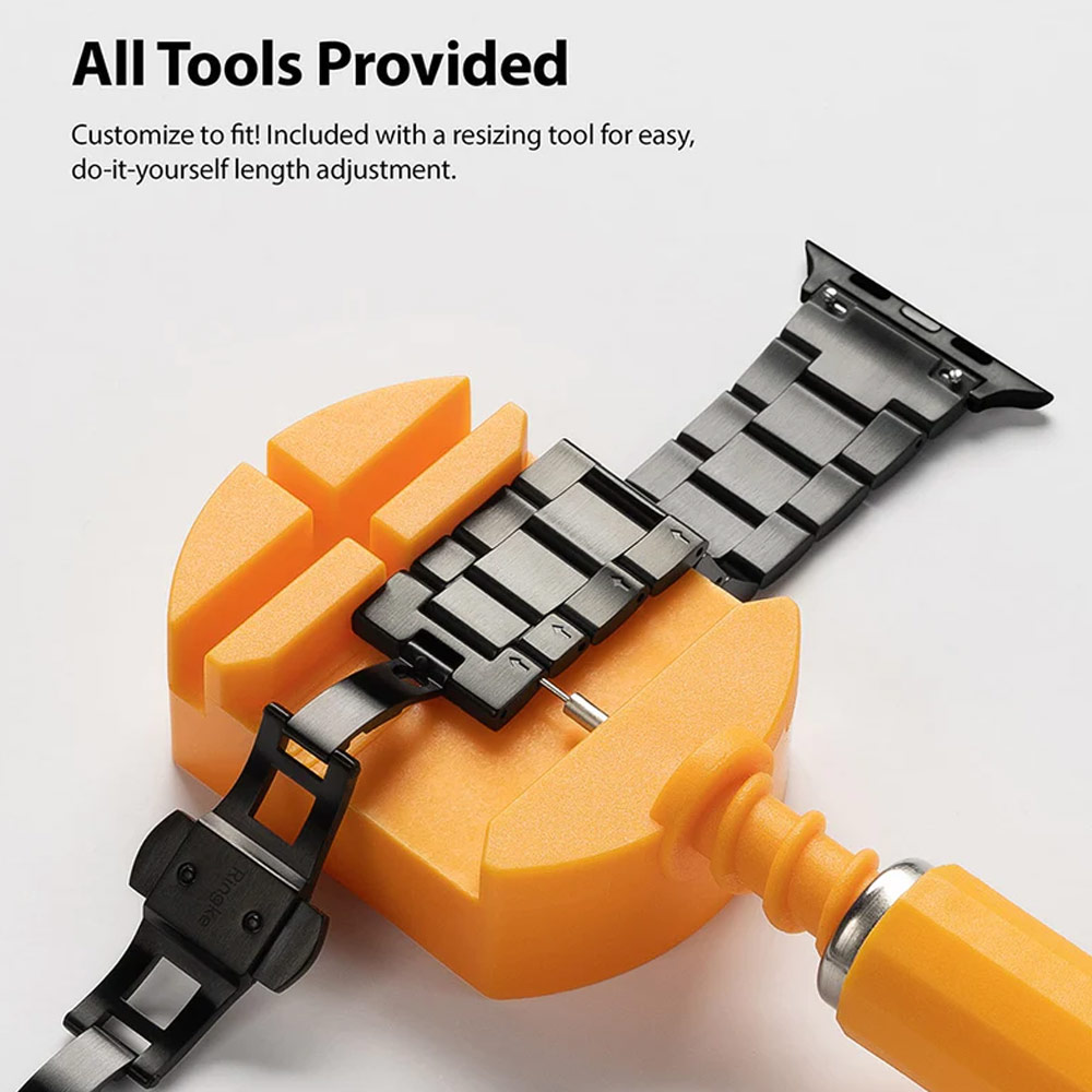 Picture of Apple Watch 42mm  | Ringke Stainless Steel Metal One Band Strap for Apple Watch Series 4 5 6 8 42mm 44mm 45mm 49mm Ultra (Black)