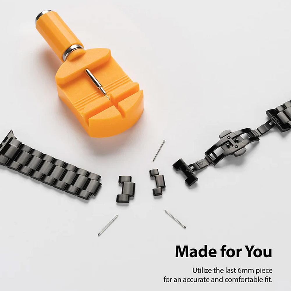 Picture of Apple Watch 42mm  | Ringke Stainless Steel Metal One Band Strap for Apple Watch Series 4 5 6 8 42mm 44mm 45mm 49mm Ultra (Black)