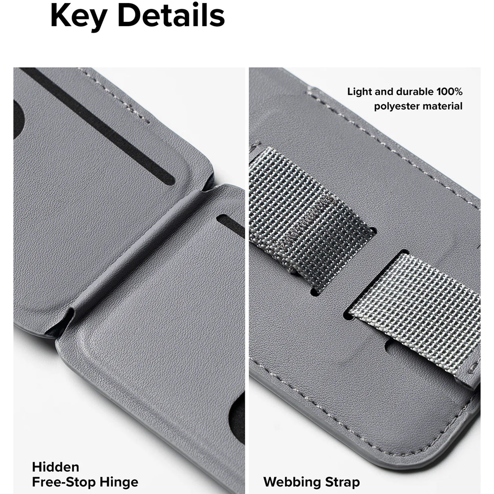 Picture of Ringke Magnetic Card Holder Wallet with Stand Grip Horizontal Vertical (Light Grey)