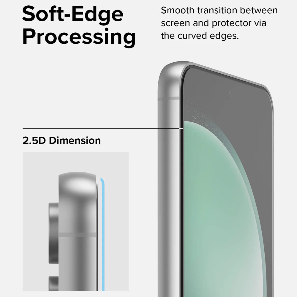 Picture of Samsung Galaxy S23 FE Screen Protector | Ringke Full Cover Glass Tempered Glass Screen Protector with Installation Jig Tool for Samsung Galaxy S23 FE (2pcs)