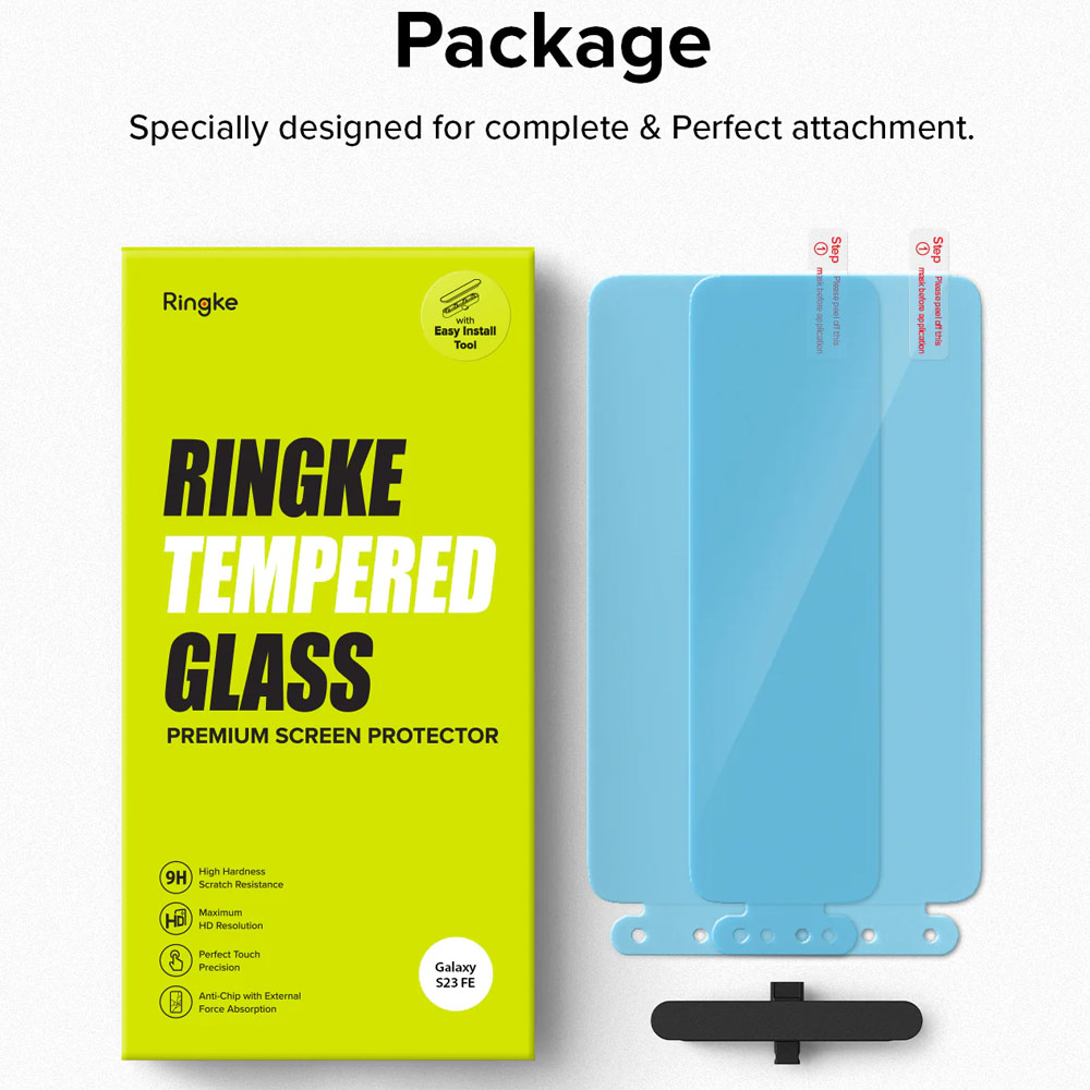 Picture of Samsung Galaxy S23 FE Screen Protector | Ringke Full Cover Glass Tempered Glass Screen Protector with Installation Jig Tool for Samsung Galaxy S23 FE (2pcs)