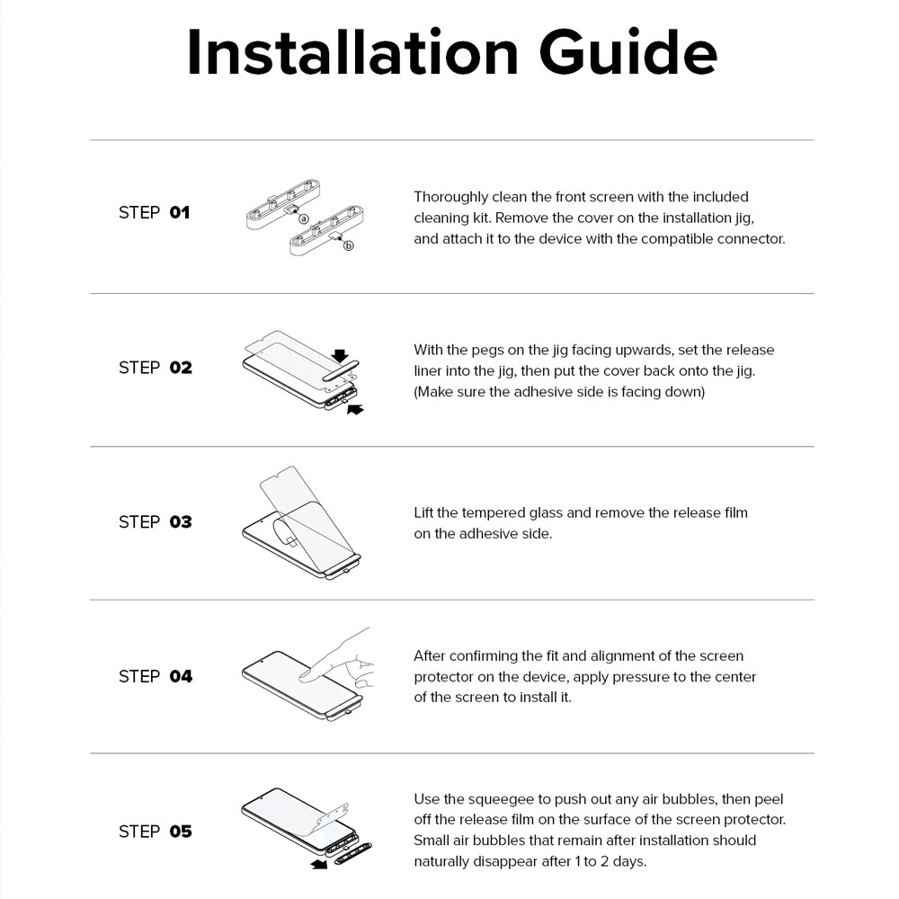 Picture of Samsung Galaxy S23 FE Screen Protector | Ringke Full Cover Glass Tempered Glass Screen Protector with Installation Jig Tool for Samsung Galaxy S23 FE (2pcs)