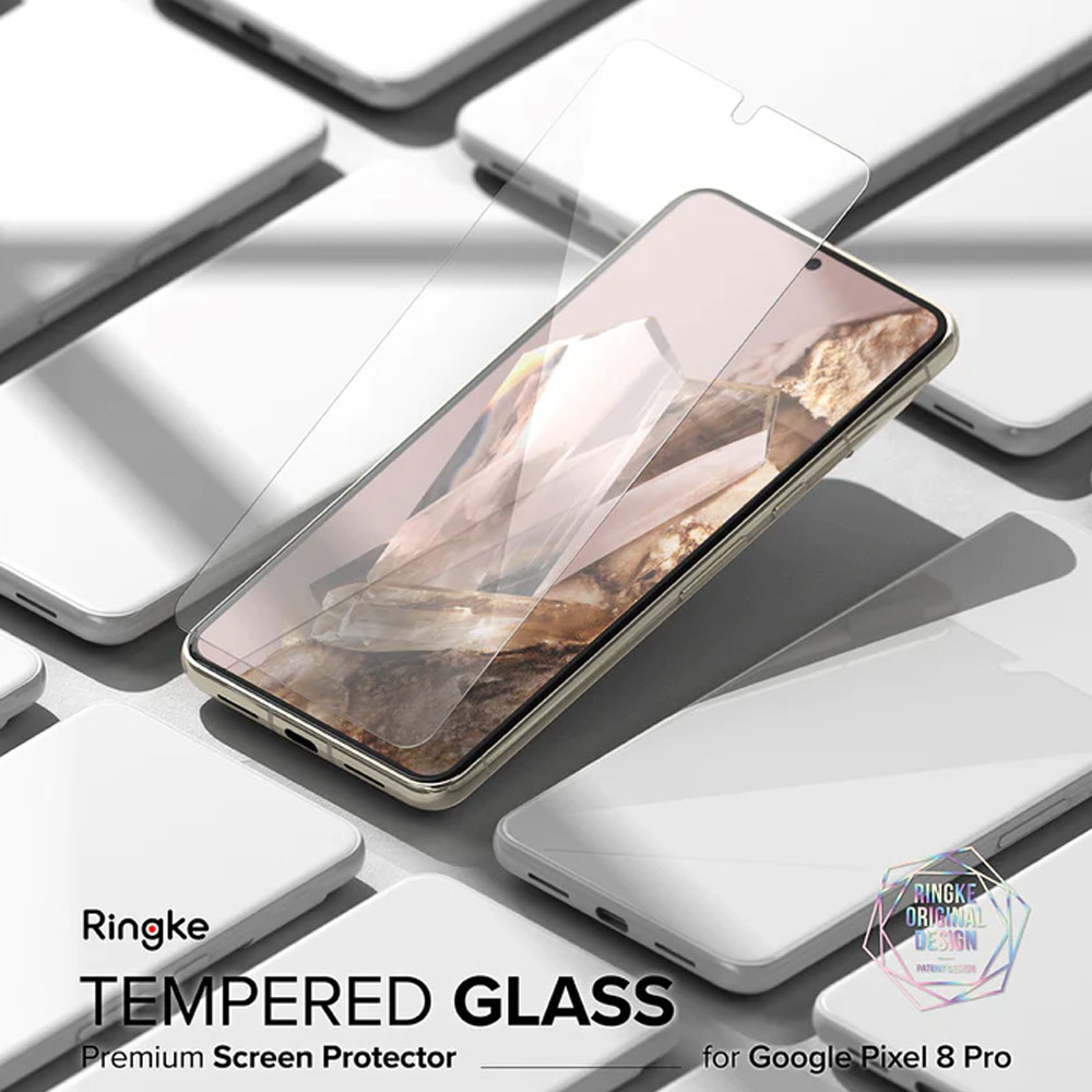 Picture of Google Pixel 8	 Pro Screen Protector | Ringke Tempered Glass Screen Protector with Installation Jig for Google Pixel 8 Pro (Clear 2pcs Pack)