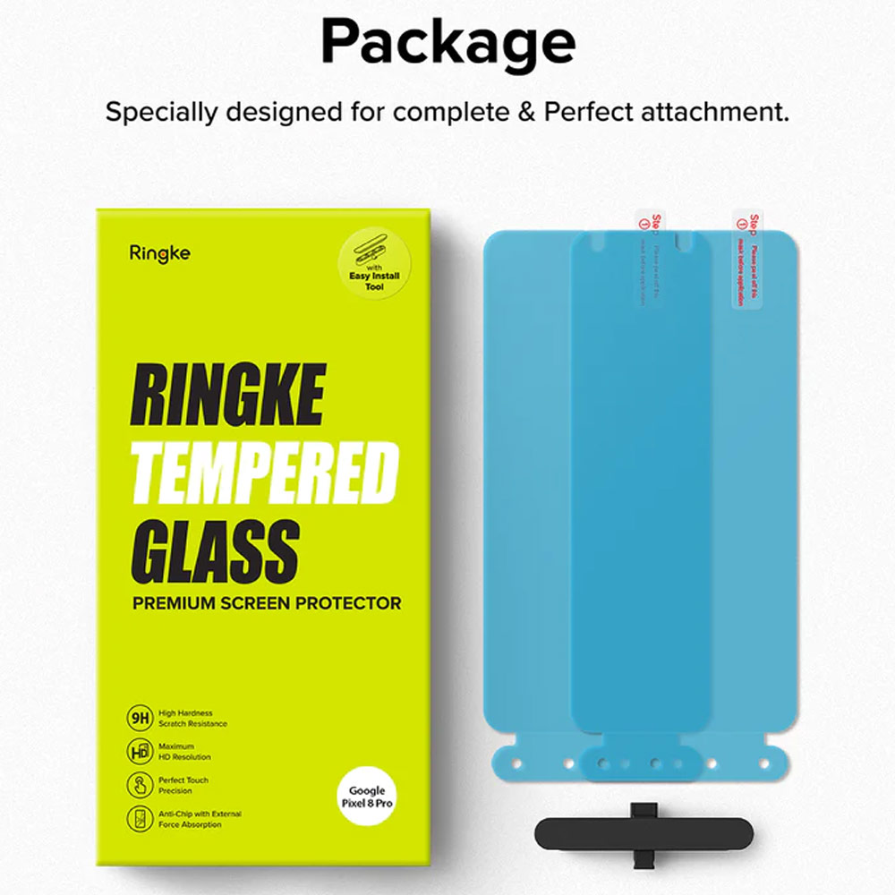 Picture of Google Pixel 8	 Pro Screen Protector | Ringke Tempered Glass Screen Protector with Installation Jig for Google Pixel 8 Pro (Clear 2pcs Pack)