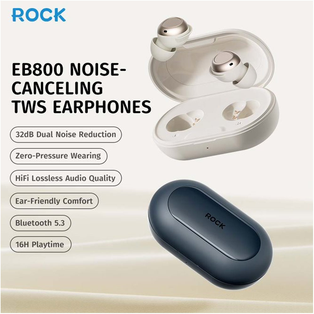 Picture of Rock EB800 TWS Bluetooth Earphones Earphone Music Call Noise Cancellation (Dark Blue)