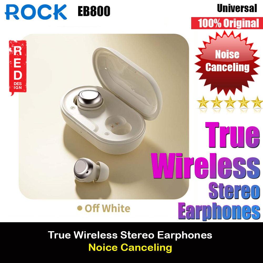 Picture of Rock EB800 TWS Bluetooth Earphones Earphone Music Call Noise Cancellation (Off White) Red Design- Red Design Cases, Red Design Covers, iPad Cases and a wide selection of Red Design Accessories in Malaysia, Sabah, Sarawak and Singapore 