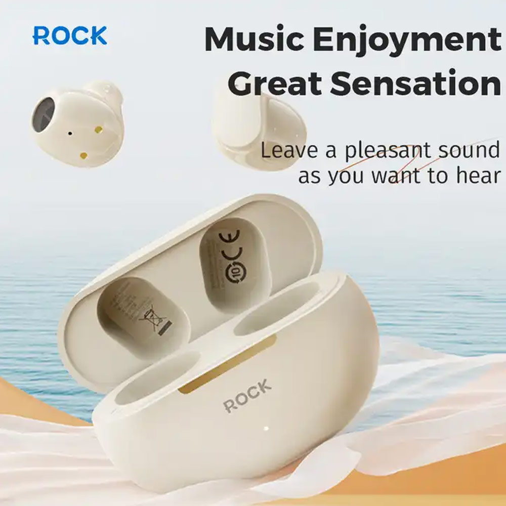 Picture of Rock EB900 Lightweight Bluetooth 5.3 TWS True Wireless Bluetooth Earphone Earbuds Music and Call (Beige)