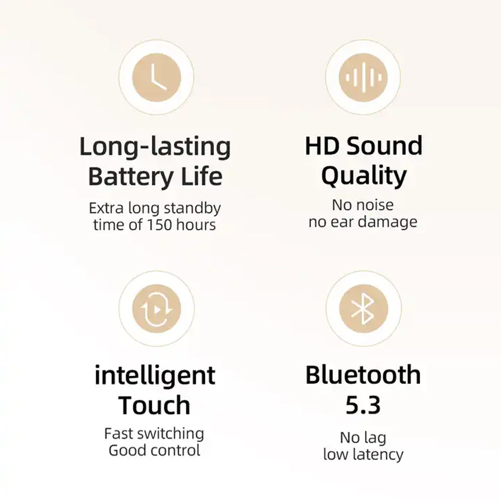 Picture of Rock EB900 Lightweight Bluetooth 5.3 TWS True Wireless Bluetooth Earphone Earbuds Music and Call (Beige)