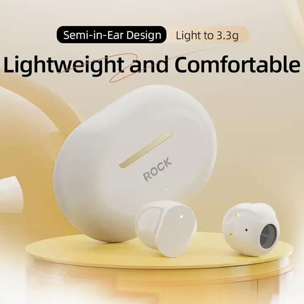 Picture of Rock EB900 Lightweight Bluetooth 5.3 TWS True Wireless Bluetooth Earphone Earbuds Music and Call (Beige)