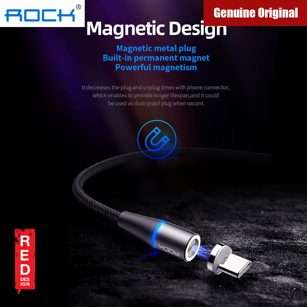 Picture of ROCK G1 3 in 1 Magnetic 3A Braided Charge and Sync Type C Lighting Micro USB Cable (Black)