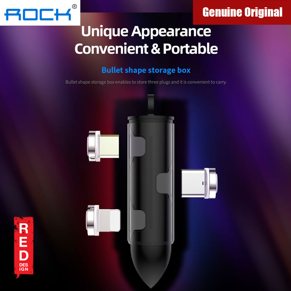 Picture of ROCK G1 3 in 1 Magnetic 3A Braided Charge and Sync Type C Lighting Micro USB Cable (Black)