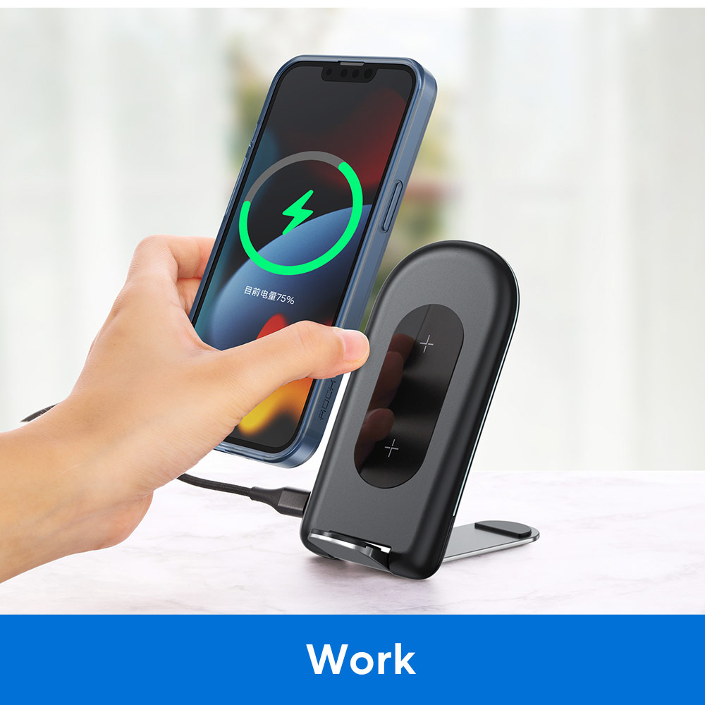 Picture of Apple iPhone 13 Pro 6.1 Case | Rock Moca Strong Magnetic Stand Drop Protection Case Magsafe Compatible for iPhone 13 Pro 6.1 (Blue)