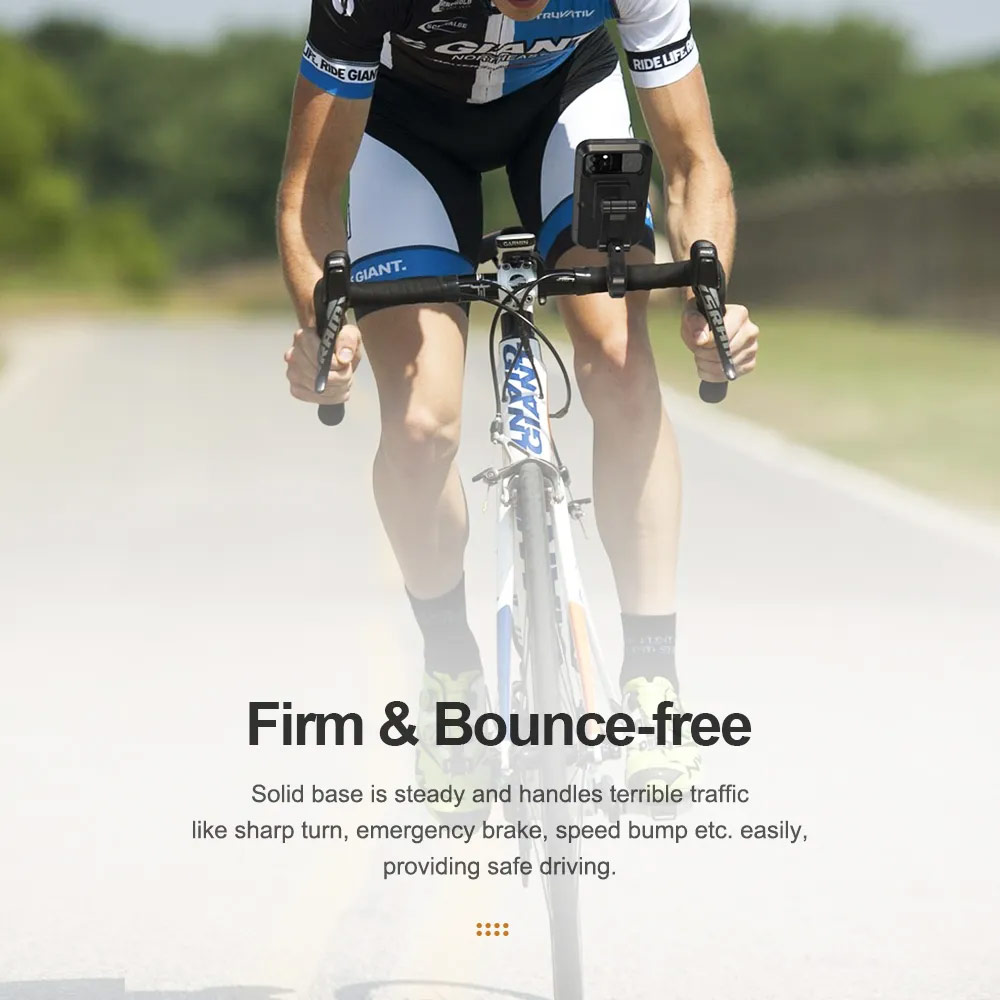 Picture of Rock Alloy Base High Quality Rotable Water Dust Proof Phone Holder Mount for bicycle motorbike motorcycle Electric Bike handlebar (Black)