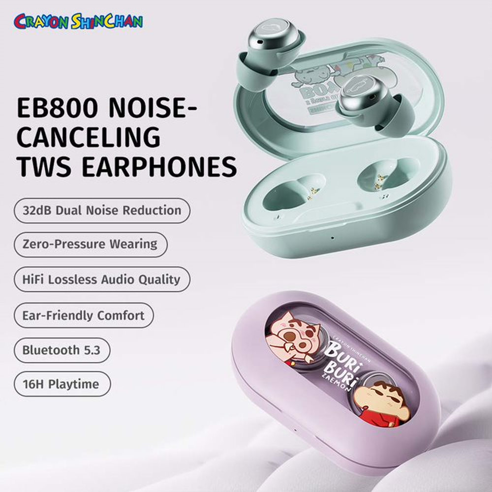 Picture of Rock EB800 TWS Bluetooth Earphones Earphone Music Call Noise Cancellation (Crayon Shin Chan Purple)