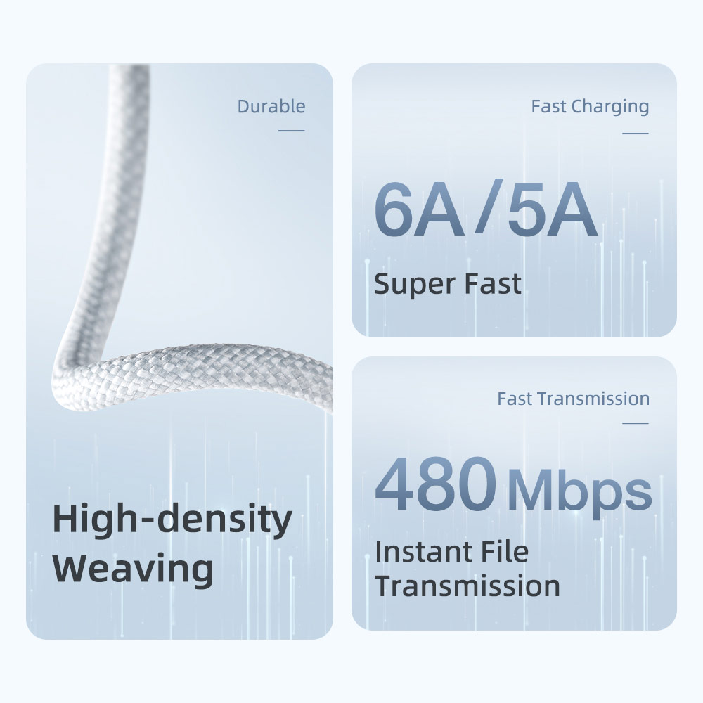 Picture of ROCK USB A to C 66W 6A Fast Charge Flash Charge Cable for Huawei Honor Xiaomi Samsung Galaxy Ultra 22 (White)
