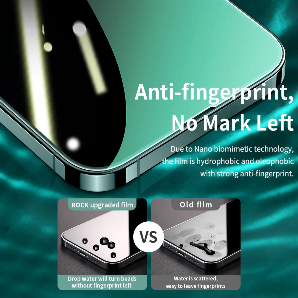 Picture of Apple iPhone 13 6.1  | Rock Full Coverage Diamond Hardness Eye Care Anti Blue Light Tempered Glass for iPhone 13 iPhone 13 Pro 6.1 (Green Light Eye Care)