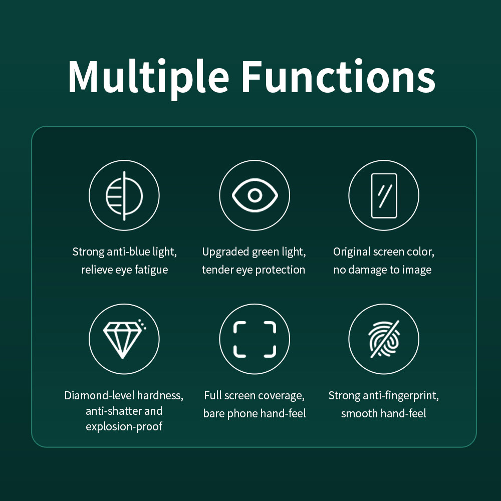 Picture of Apple iPhone 13 6.1  | Rock Full Coverage Diamond Hardness Eye Care Anti Blue Light Tempered Glass for iPhone 13 iPhone 13 Pro 6.1 (Green Light Eye Care)