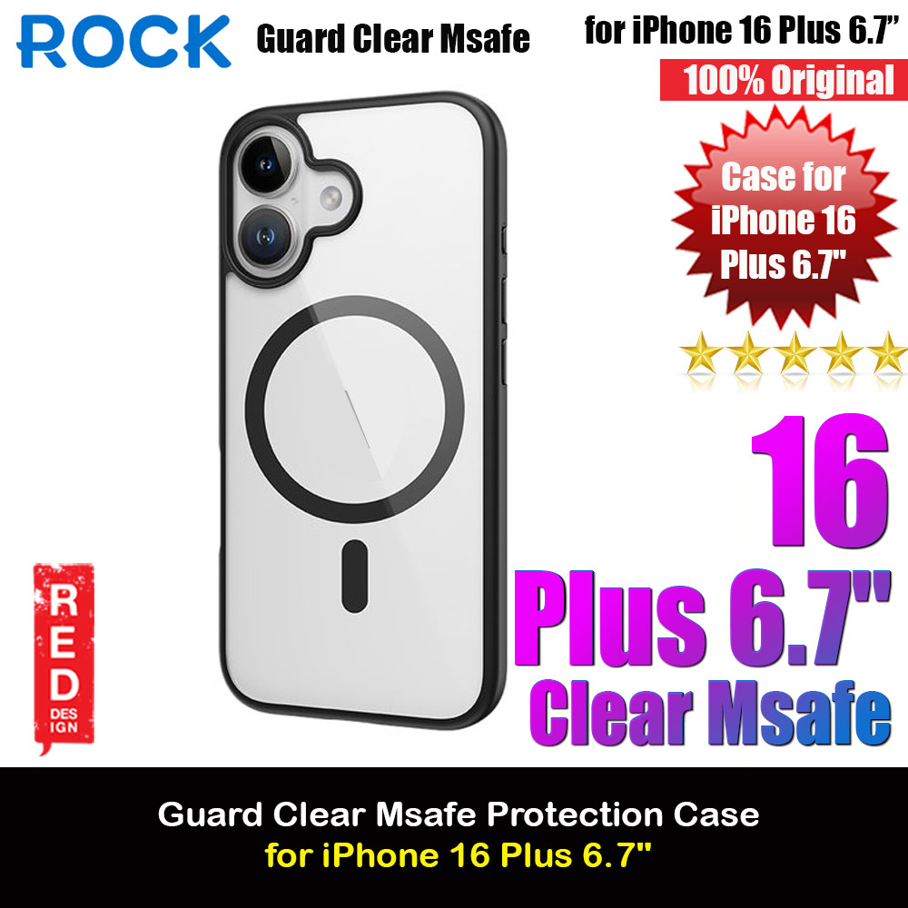 Picture of Rock Guard Clear Transparent Magsafe Compatible Drop Protection Case for iPhone 16 Plus 6.7 (Clear Black) Apple iPhone 16 Plus 6.7- Apple iPhone 16 Plus 6.7 Cases, Apple iPhone 16 Plus 6.7 Covers, iPad Cases and a wide selection of Apple iPhone 16 Plus 6.7 Accessories in Malaysia, Sabah, Sarawak and Singapore 