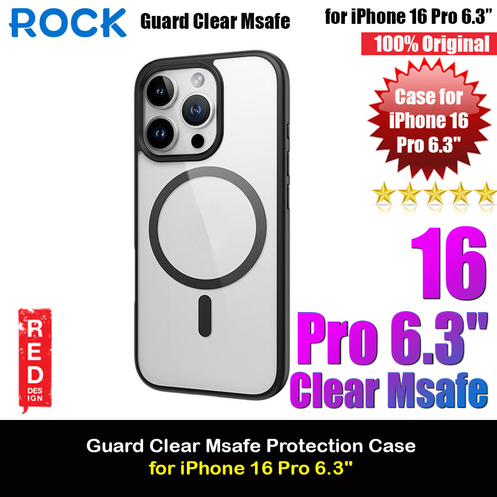 Picture of Rock Guard Clear Transparent Magsafe Compatible Drop Protection Case for iPhone 16 Pro 6.3 (Clear Black) Apple iPhone 16 Pro 6.3- Apple iPhone 16 Pro 6.3 Cases, Apple iPhone 16 Pro 6.3 Covers, iPad Cases and a wide selection of Apple iPhone 16 Pro 6.3 Accessories in Malaysia, Sabah, Sarawak and Singapore 