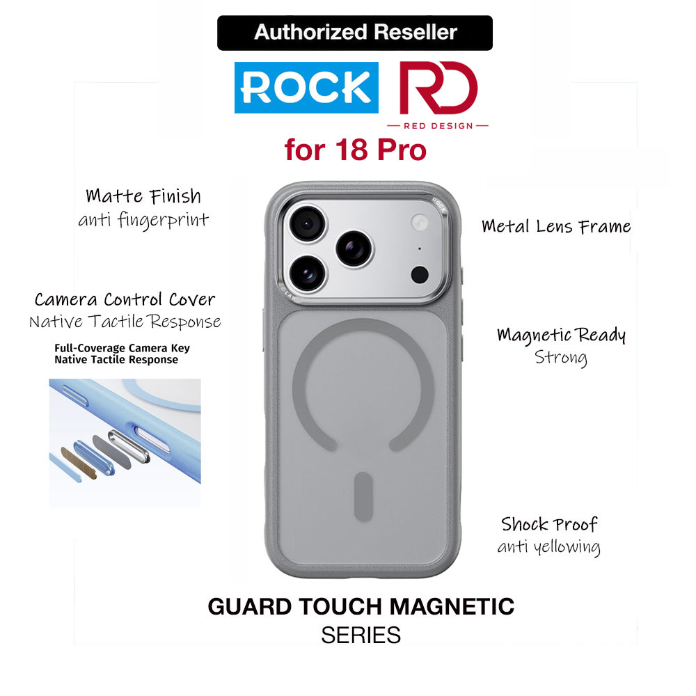 Picture of ROCK Guard Touch Series Magnetic Protection Case for iPhone 18 Pro (Grey) Apple iPhone 18 Pro- Apple iPhone 18 Pro Cases, Apple iPhone 18 Pro Covers, iPad Cases and a wide selection of Apple iPhone 18 Pro Accessories in Malaysia, Sabah, Sarawak and Singapore 