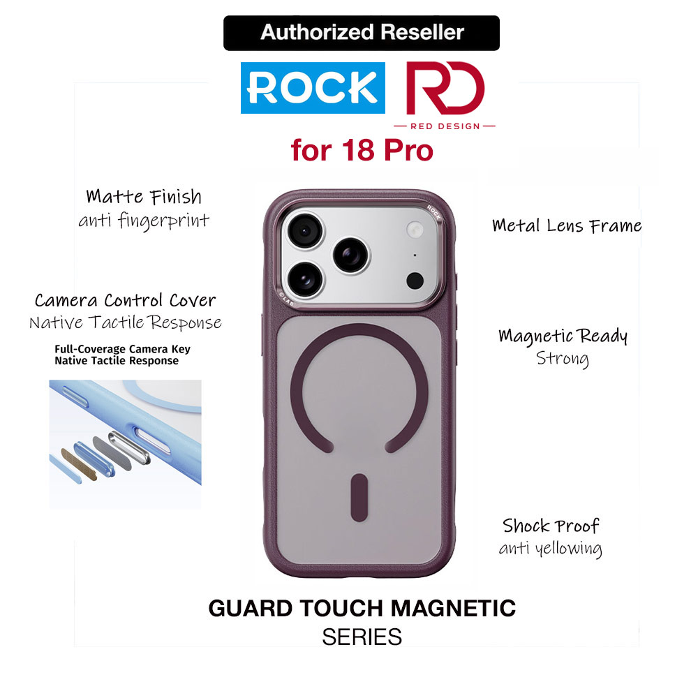 Picture of ROCK Guard Touch Series Magnetic Protection Case for iPhone 18 Pro (Maroon) Apple iPhone 18 Pro- Apple iPhone 18 Pro Cases, Apple iPhone 18 Pro Covers, iPad Cases and a wide selection of Apple iPhone 18 Pro Accessories in Malaysia, Sabah, Sarawak and Singapore 
