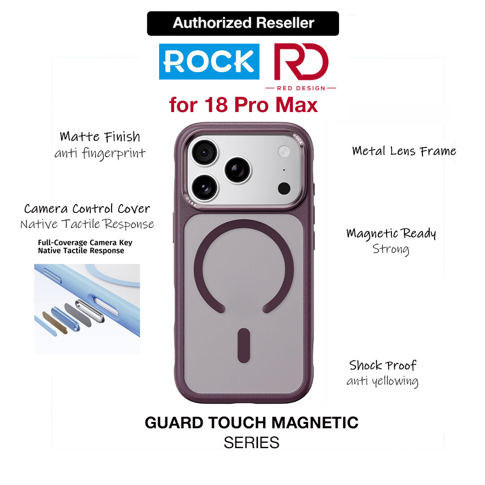 Picture of ROCK Guard Touch Series Magnetic Protection Case for iPhone 18 Pro Max (Maroon) Apple iPhone 18 Pro Max- Apple iPhone 18 Pro Max Cases, Apple iPhone 18 Pro Max Covers, iPad Cases and a wide selection of Apple iPhone 18 Pro Max Accessories in Malaysia, Sabah, Sarawak and Singapore 