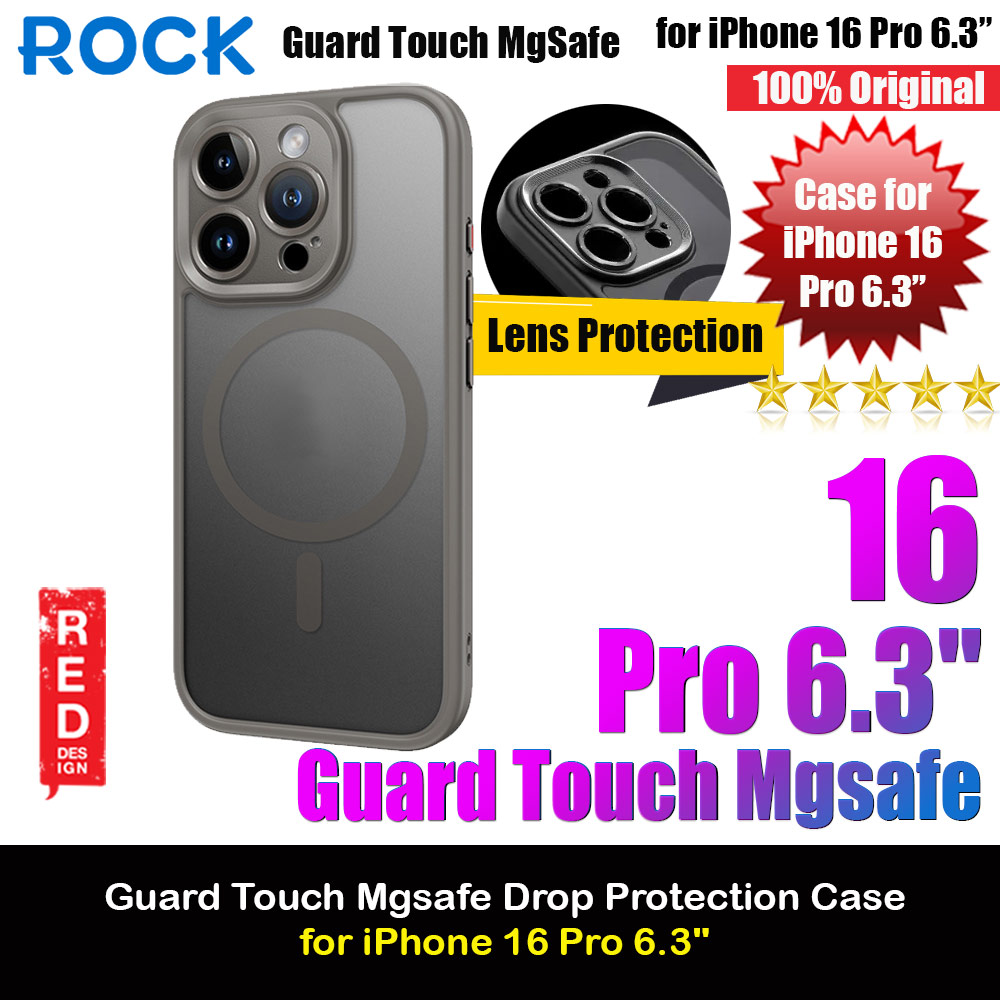 Picture of Rock Guard Touch Lens Protection Anti Finger Print Drop Protection Magsafe Compatible Case for iPhone 16 Pro 6.3 (Matte Grey) Apple iPhone 16 Pro 6.3- Apple iPhone 16 Pro 6.3 Cases, Apple iPhone 16 Pro 6.3 Covers, iPad Cases and a wide selection of Apple iPhone 16 Pro 6.3 Accessories in Malaysia, Sabah, Sarawak and Singapore 