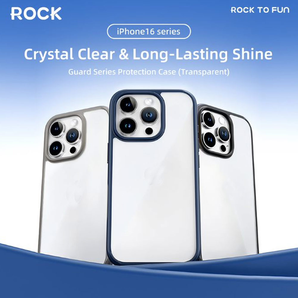 Picture of Apple iPhone 16 6.1 Case | Rock Guard Clear Transparent Drop Protection Case for iPhone 16 6.1 (Clear Black)