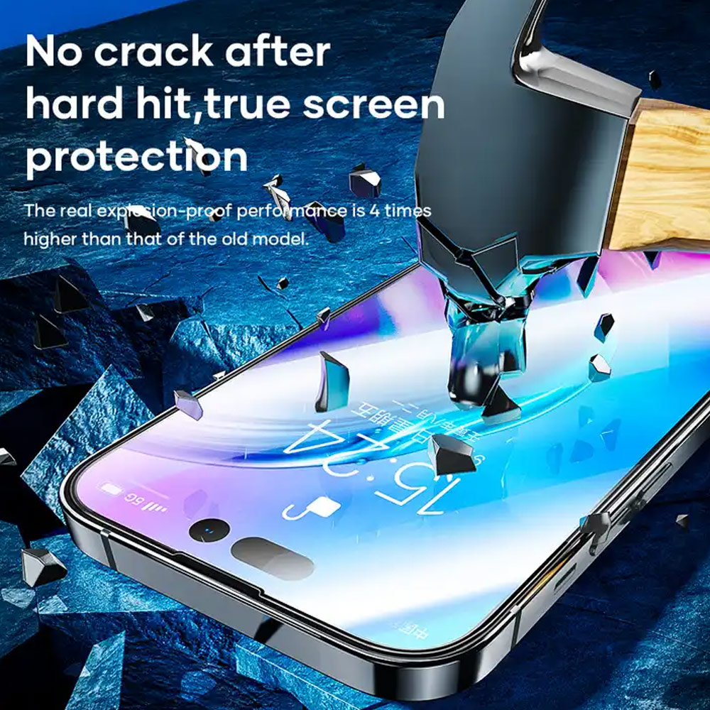 Picture of Apple iPhone 15 Pro 6.1  | Rock 4K HD Full Coverage Tempered Glass with Installation Kit Helper for iPhone 15 Pro 6.1 (HD Clear)