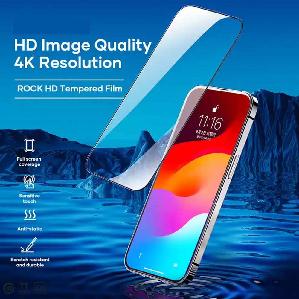 Picture of Apple iPhone 15 Plus 6.7  | Rock 4K HD Full Coverage Tempered Glass for iPhone 15 Plus 6.7 (HD Clear)