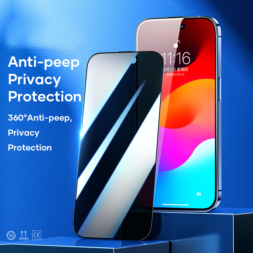 Picture of Apple iPhone 15 Pro 6.1  | Rock Anti Peep HD Full Coverage Tempered Glass for iPhone 15 Pro 6.1 (Privacy)