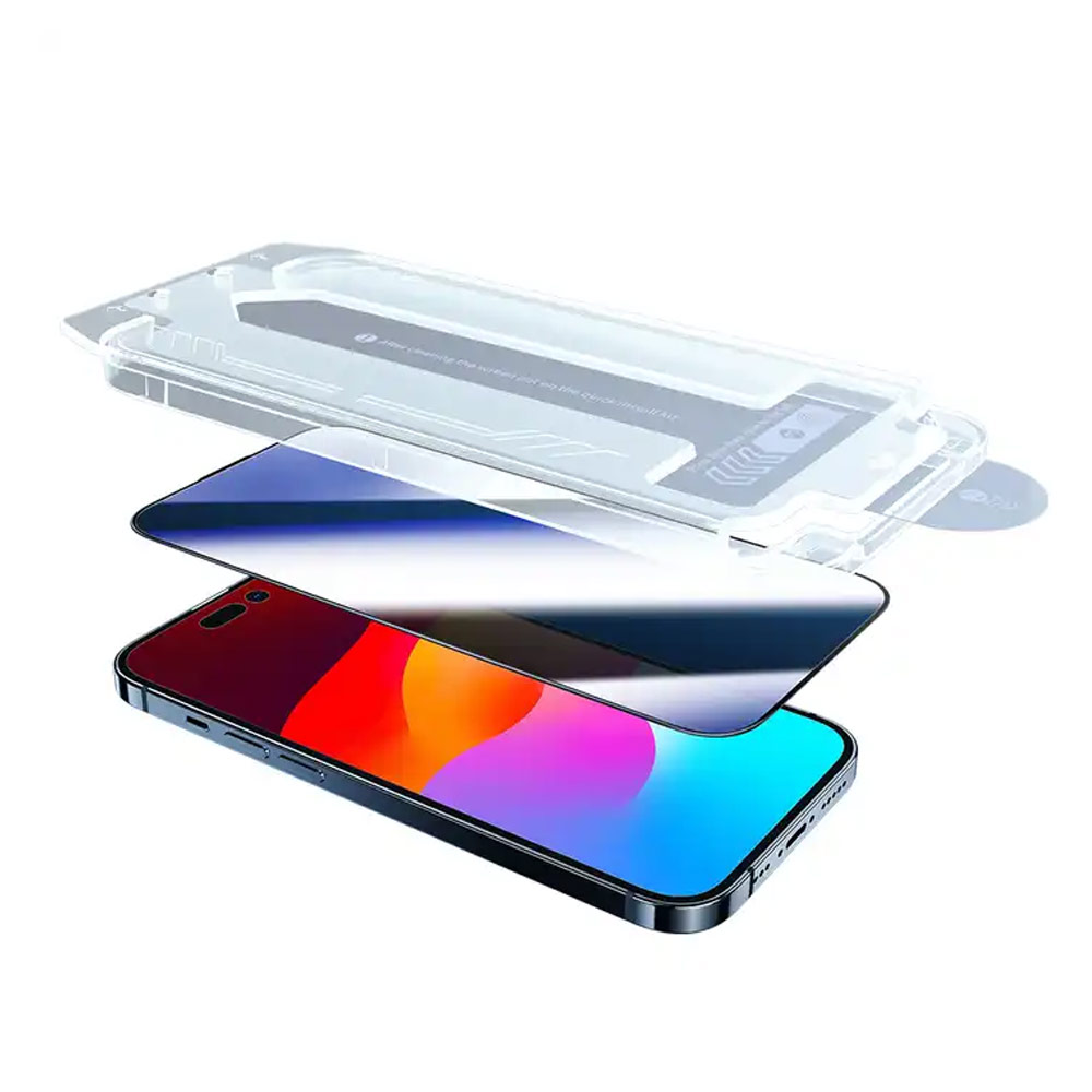 Picture of Apple iPhone 15 Pro 6.1  | Rock Anti Peep HD Full Coverage Tempered Glass with Installation Kit Helper for iPhone 15 Pro 6.1 (Privacy)