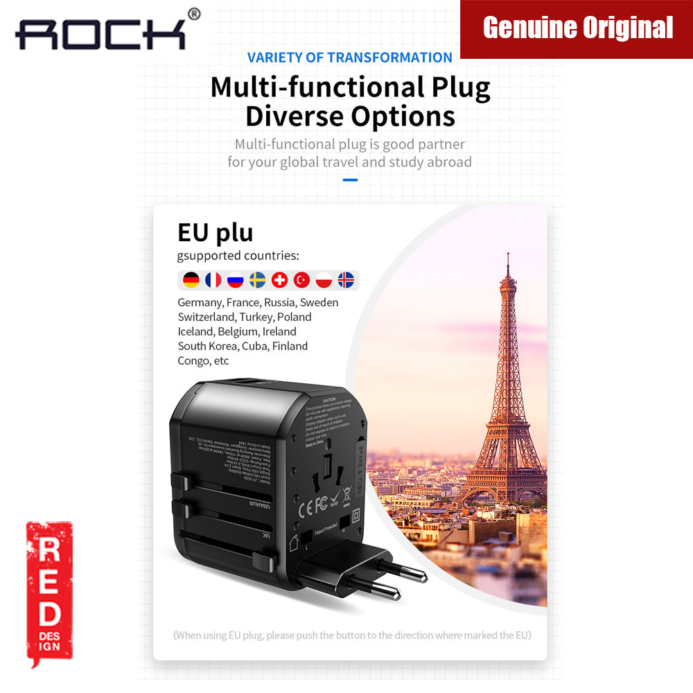 Picture of Rock Multifunctional Plug Travel Charger PD Version with Type C and Type A USB  (Black)