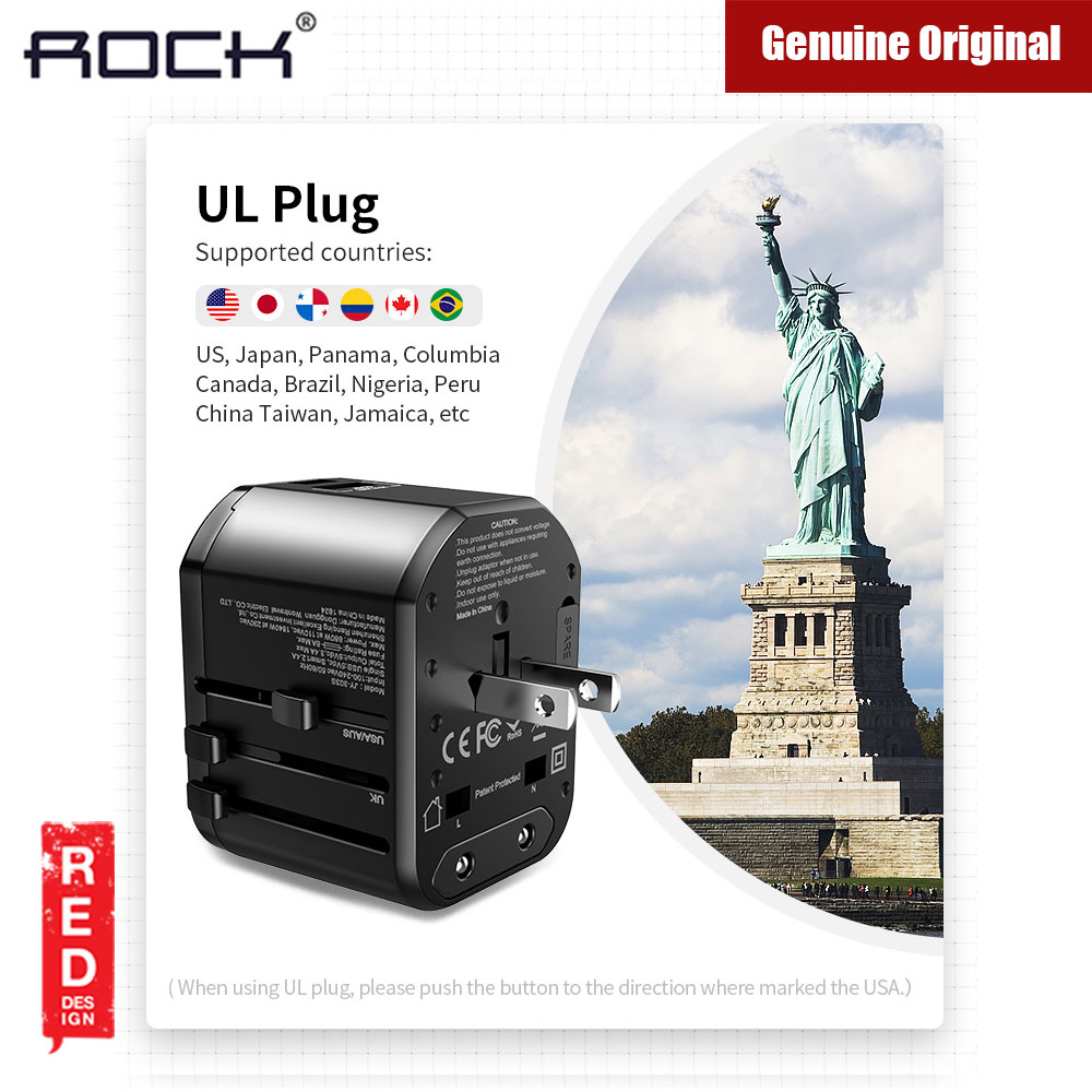 Picture of Rock Multifunctional Plug Travel Charger PD Version with Type C and Type A USB  (Black)