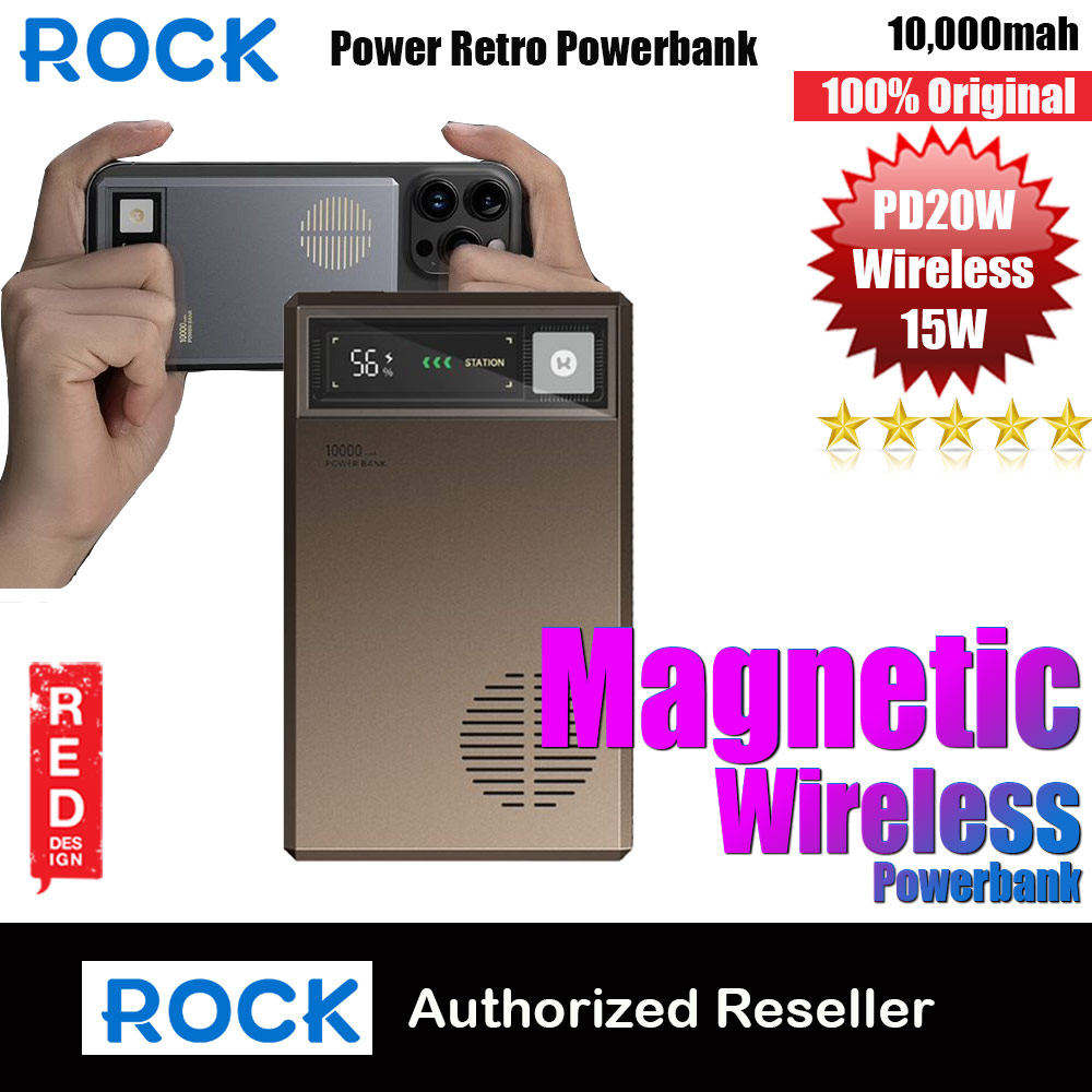 Picture of Rock Retro PD20W 15W Magnetic Wireless Charging Fast Charge 10000mAh Travel Portable Small Palm Size Compact Mini Slim Thin Power Bank powerbank (Golden) Red Design- Red Design Cases, Red Design Covers, iPad Cases and a wide selection of Red Design Accessories in Malaysia, Sabah, Sarawak and Singapore 