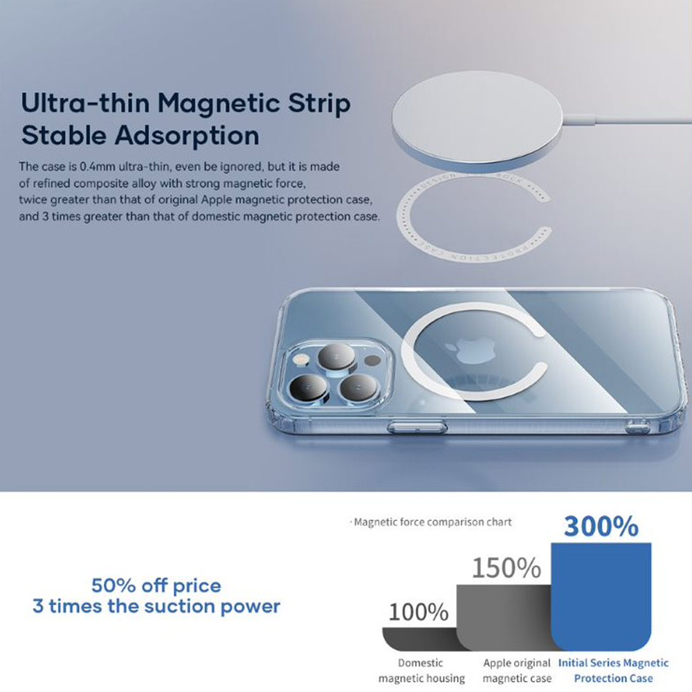 Picture of Apple iPhone 13 Pro Max 6.7 Case | Rock Pure Series Protection Magnetic Case Magsafe Compatible for iPhone 13 Pro Max 6.7 (Clear)