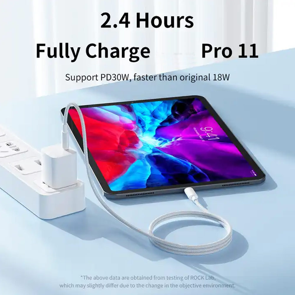 Picture of ROCK R6 Top Quality Type C to C 100W Charging Cable 5A Fast Charging Cable for iPhone 15 Pro Max Huawei Xiaomi Samsung (100cm 1M)