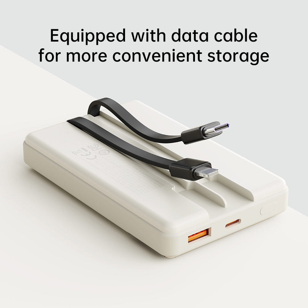 Picture of Rock P92 Fast Charge PD 20W 10000mAh Travel Portable Small Palm Size Compact Mini Power Bank powerbank with Multiple Built in Cable USB C USB L (Black)