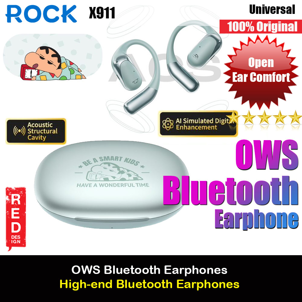 Picture of Rock X911 OWS Bluetooth Earphones Open Ear Comfort Hook Design Earphone Music Call Noise Cancellation (Green Shin Chan) Red Design- Red Design Cases, Red Design Covers, iPad Cases and a wide selection of Red Design Accessories in Malaysia, Sabah, Sarawak and Singapore 