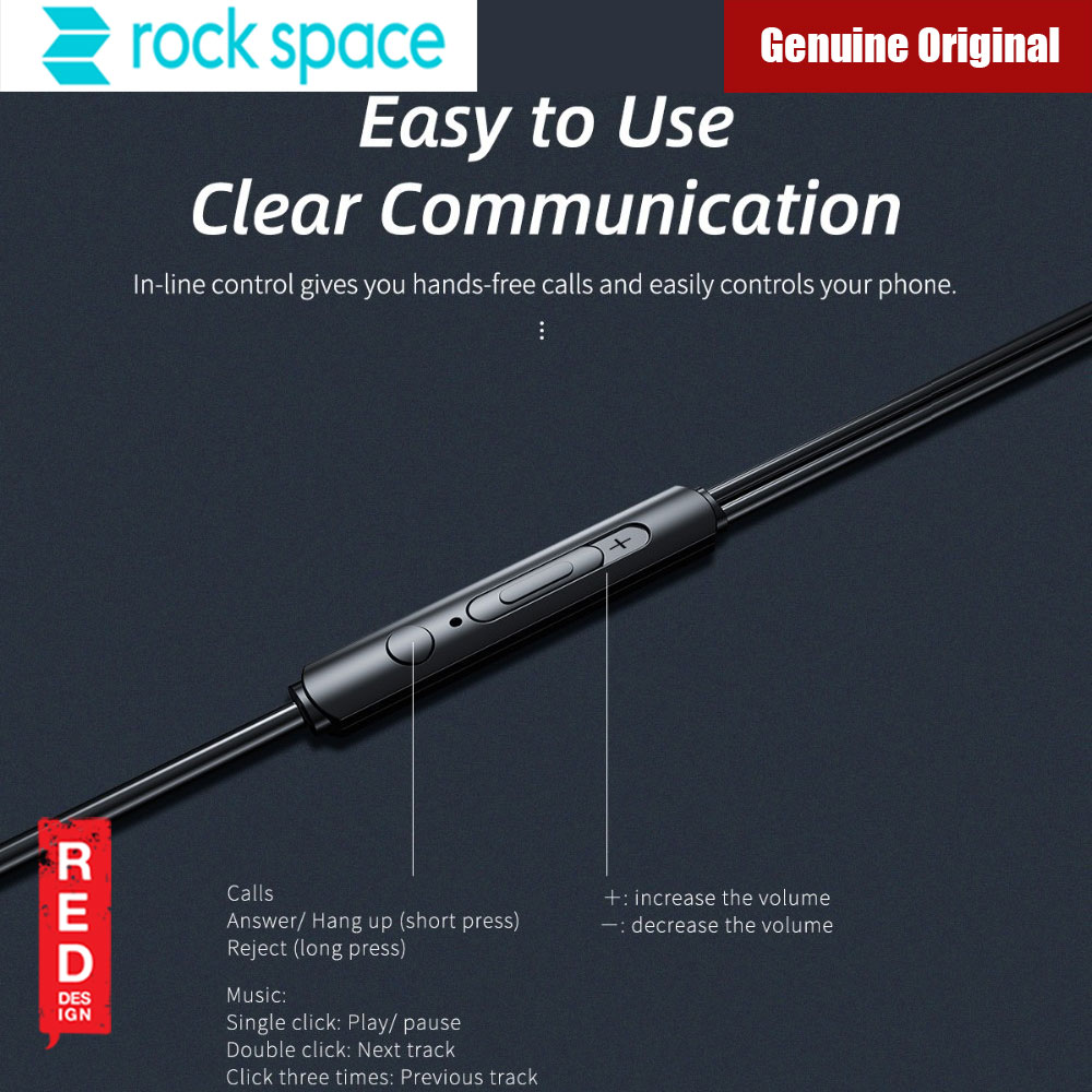 Picture of ROCK SPACE ES01 In-ear HIFI  High Quality Strong Bass Stereo Earphone with Mic Volume Track Control (Black)